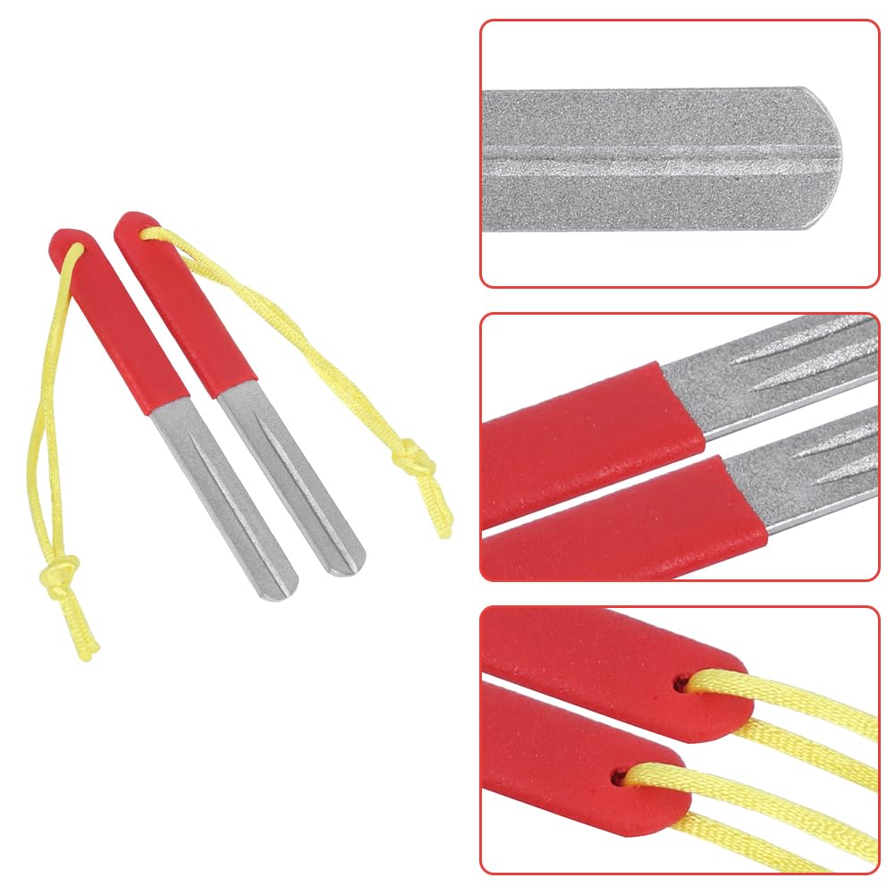 Lot De 2 Aiguiseurs Diamant Double Face Pour Hameçons – Portable, PVC Antidérapant, 10 X 1,4 Cm