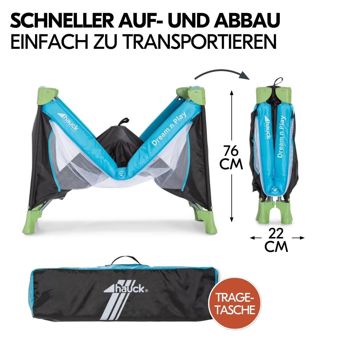 Hauck Baby Reisebett Set Dream n Play mit Matratze - Blau Waterblue