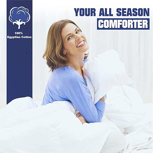 Miniatura 5 de 100% algodón egipcio de 600 hilos, tamaño King de gran tamaño (116 x 98 pulgadas), 1 caja de edredón cosida con 4 pestañas en las esquinas, 300 GSM,