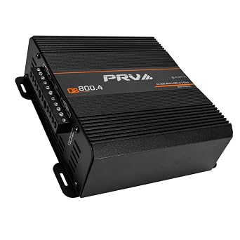 PRV Audio QS800.4 2 أوم مدمج 4 قنوات مضخم صوت السيارة 4 x 220 واط RMS عند 2 أوم - 800 واط أمبير 12 فولت أمبير فئة D ستيريو عالي الطاقة قابل للجسر 800x4