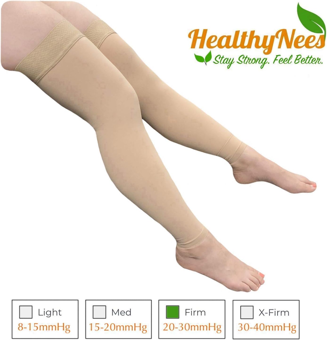 HealthyNees Thigh Sleeve 20-30 mmHg Compression Knee Length Swelling Leg Sleeve