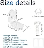 Vista 2 de L Brackets Transparent 20Pcs Clear Acrylic Corner Bracket 90 Degree Support Shelf Corner Brace Right Angle Bracket