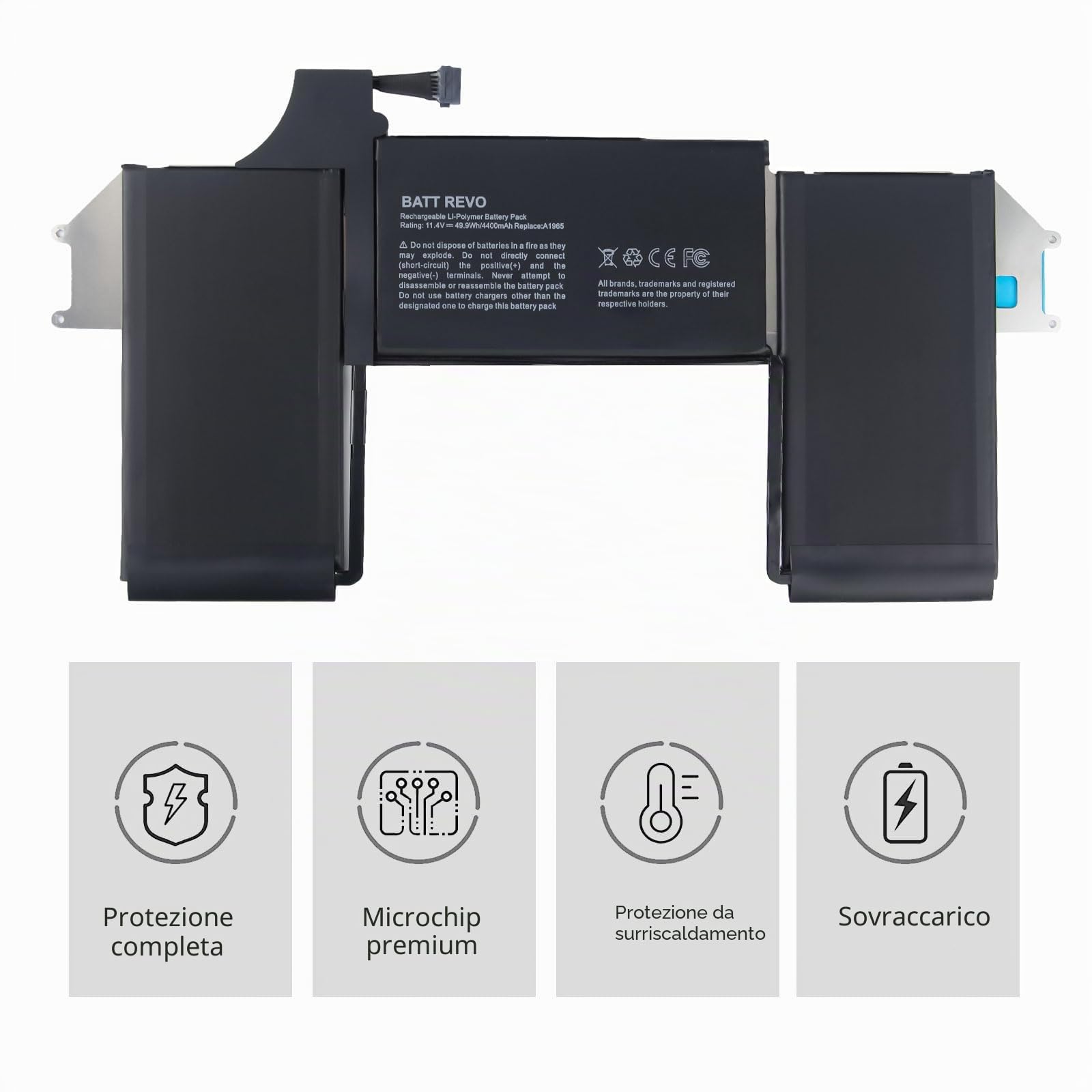 A1965 A1932 A2179 batteria di ricambio per MacBook Air 13” A1932(fine 2018 2019) A2179 (inizio 2020) EMC 3184 3302 MacBookAir8,1 8,2 9,1 11.4V 49.9Wh 4400mAh