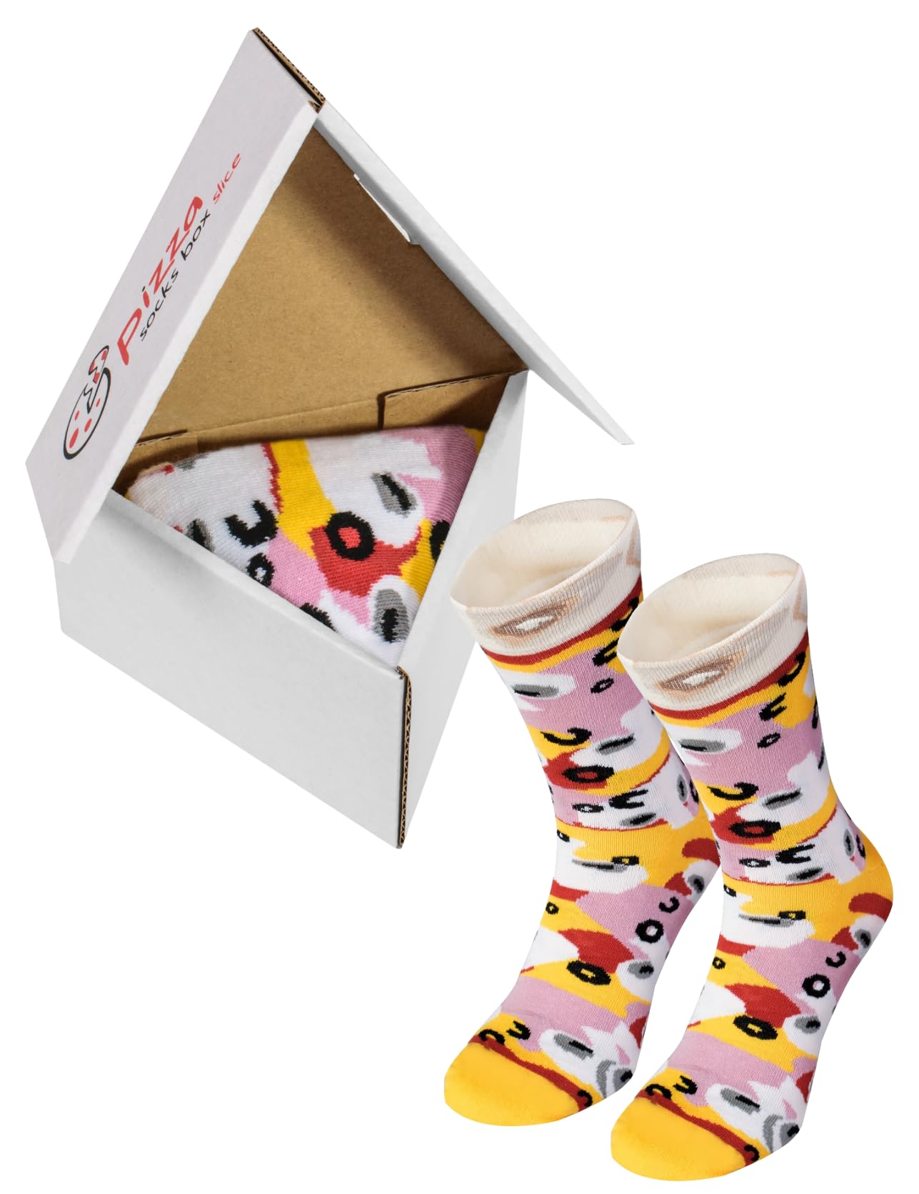 Rainbow Socks Women's Multicoloured - Men Pizza Socks Box - Capriciosa - 1 Pair - Size 4-7