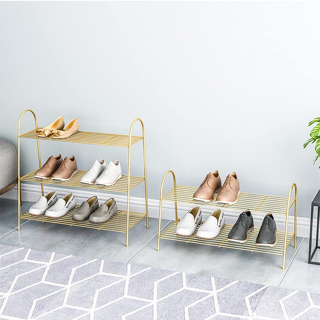 Schuhregal für Eingangsbereich, stapelbar, 6–11 Paar, Schuhregal, rutschfest, freistehend, Metall, Schlafzimmer, Schuhregal, Zapatero für den Eingang (Farbe: Weiß, Größe: 63 cm)
