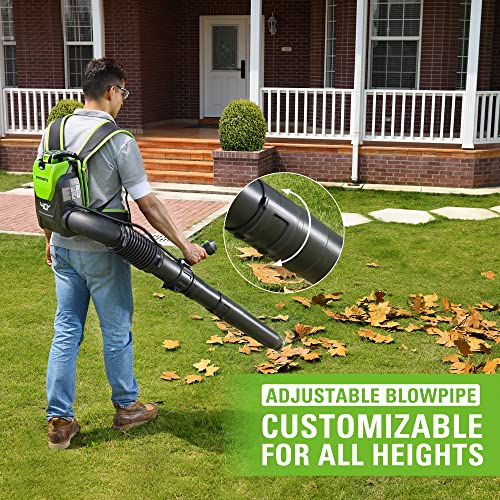 Image of Greenworks 40V (165 MPH / 660 CFM / 75+ Compatible Tools) Cordless Brushless Backpack Leaf Blower, 8.0Ah Battery and Charger Included, Green