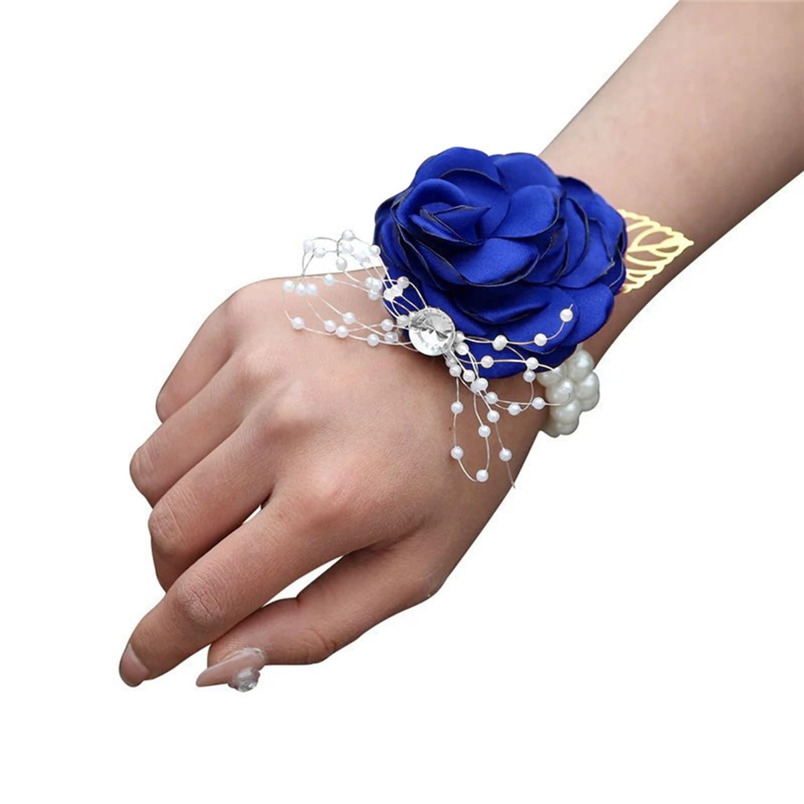 matumou Rose Wrist Corsage Boutonniere Fine Workmanship Rhinestone Corsage Elegant Wedding Flower Accessories