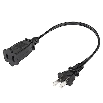 CERRXIAN USA Outlet AC 2 Prong Power Extension Short Cord, 1FT NEMA 1-15P to NEMA 1-15R Short Cable, 125V 15A AC 2-Prong Male to Female Outlet Saver Power Cord,0.3m(15P-15R)