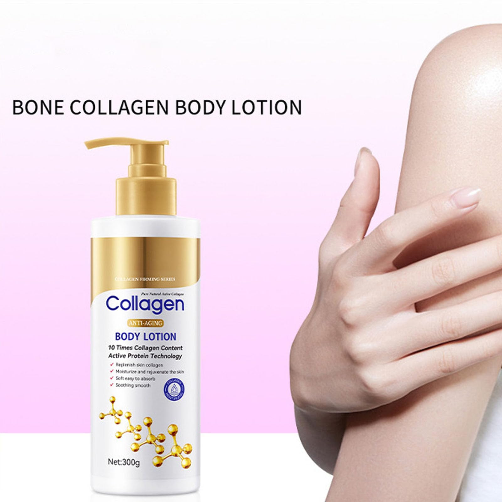 Liftaria Collagen balsam do ciała, ujędrniający balsam do ciała dla kobiet, nawilżający, przeciwzmarszczkowy, kolagenowy, redukuje drobne linie, krem do ciała przeciw zmarszczkom i suchości, 300 ml (2