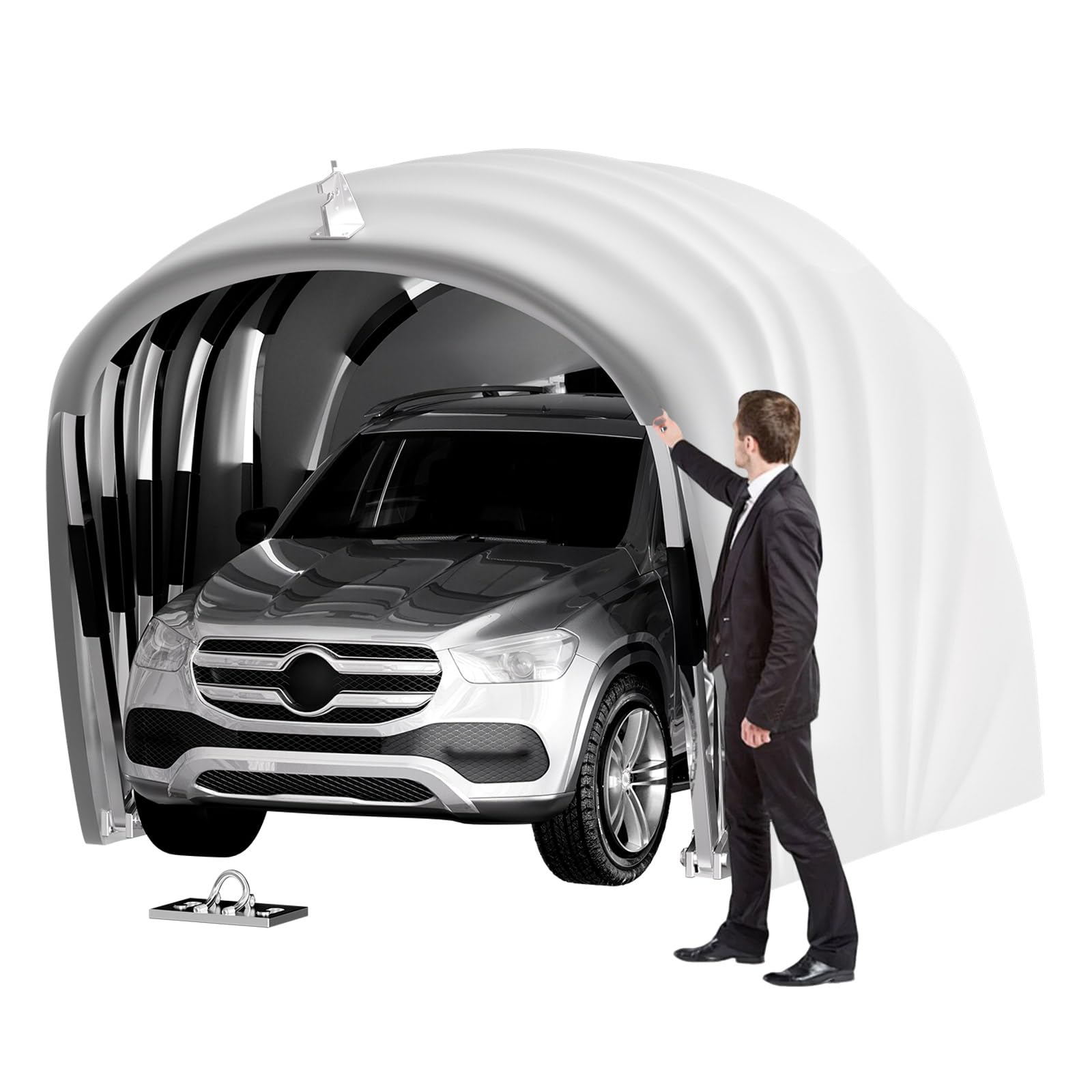 Garage Retrattile, Tettoia Temporanea per Auto, Riparo Portatile per Auto, Tettoia Resistente alle Intemperie, Chiudibile a Chiave per Berline, Motociclette, Cortile