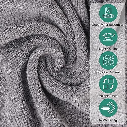URAQT 12 Piece Hand Towels Set Superfine Fiber Washcloths Hotel Quality Super Soft and Highly Absorbent Thick Towels Machine Washable for Bathroom Kitchen Gifts (Gray/30 * 30cm) - Image 2