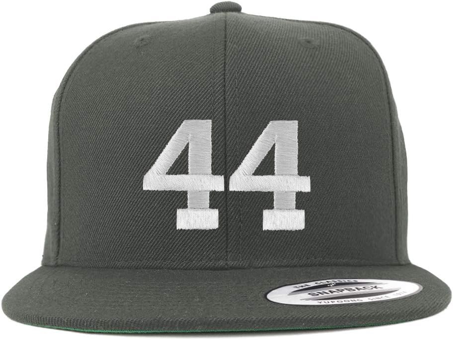 Trendy Apparel Shop Number 44 White Thread Embroidered Flat Bill Snapback Baseball Cap