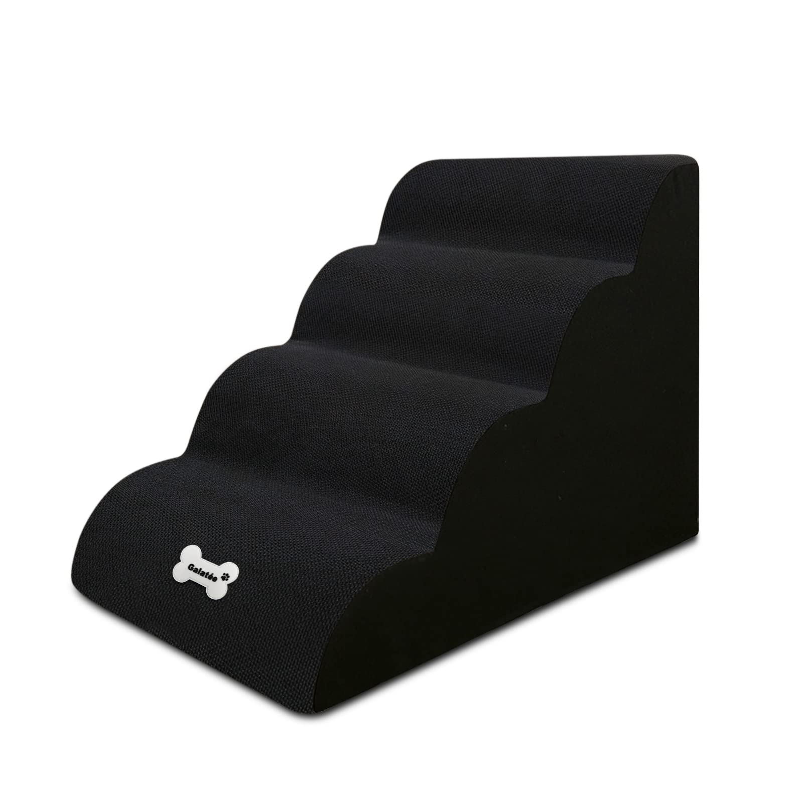 Galatée Escaleras Para Perros, Escaleras Para Mascotas De 4 Peldaños, Escalones Para Perros Para Sofá De Cama Alta Con Funda Lavable, Rampas Para Perros De Esponja De Alta Densidad(Negro)