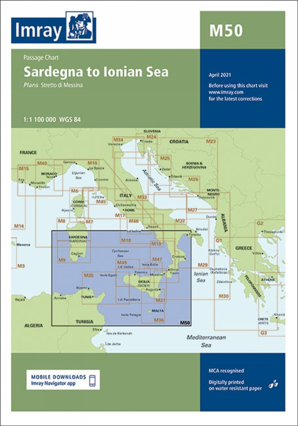 M50 Sardegna to Ionian Sea by Imray M Series (Sheet map, folded)