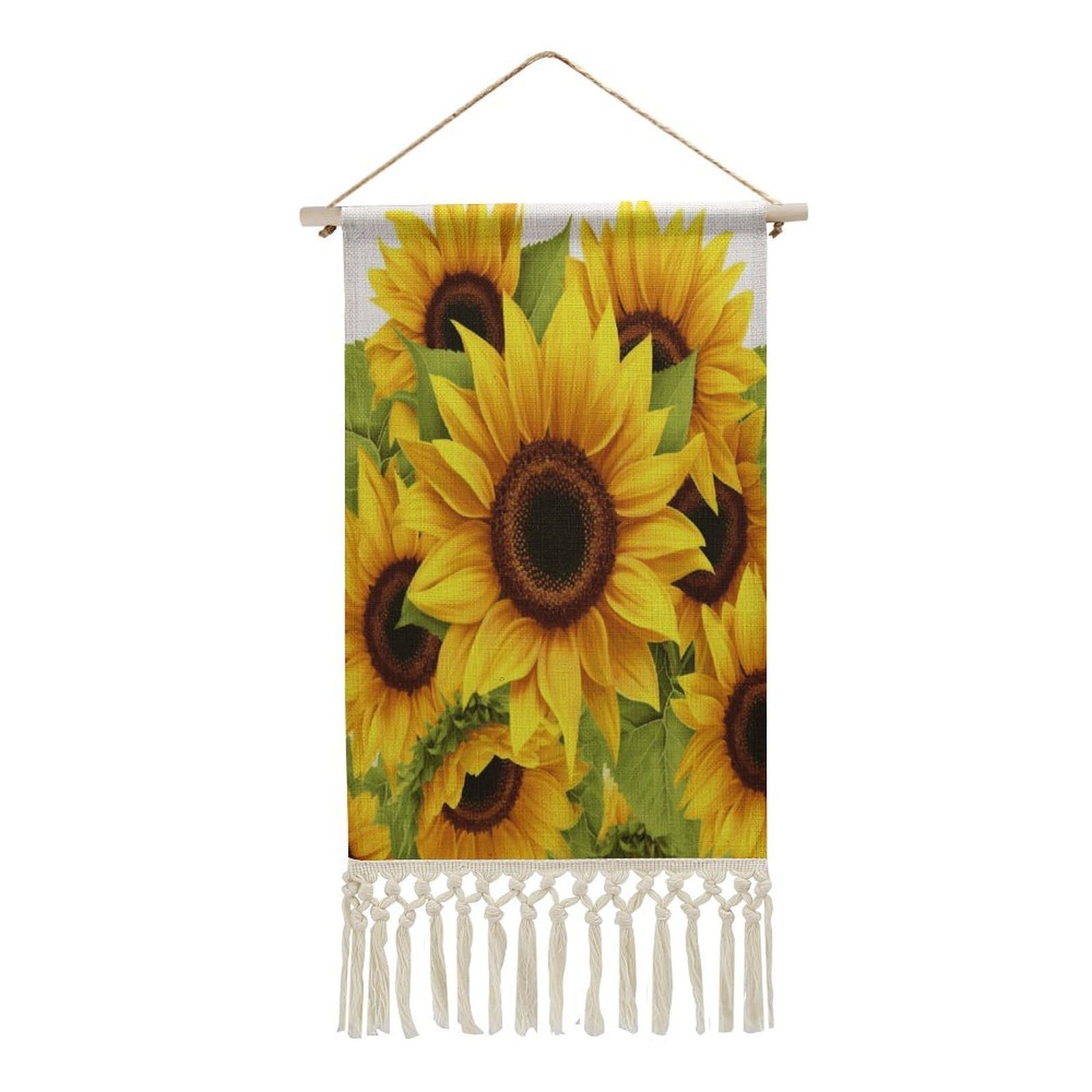 Adfgyerh Style Sunflower Tapestry With Tassels Cotton And Linen Hanging Posters, Wall Art For Travel Gift, Wall Tapestry For Office Home Decor Bedroom Living Room Decor