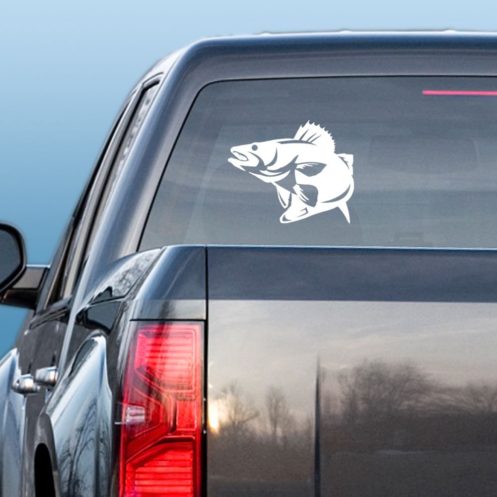 Express Yourself Products Walleye (White - Image Facing as Shown - Small) Decal Sticker - Freshwater Fish Collection