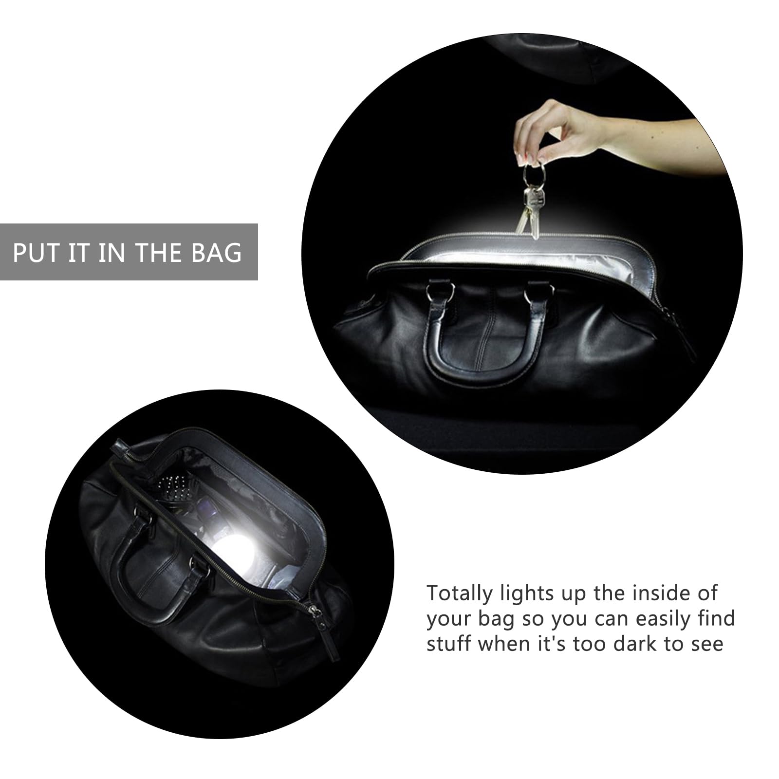 Hemobllo Touch Sensor Led Handbag Light with Clip Portable Round Purse Night Light for Inside Bag Illumination Ideal for Women S Backpack Suitcase and Purse Use - Image 3