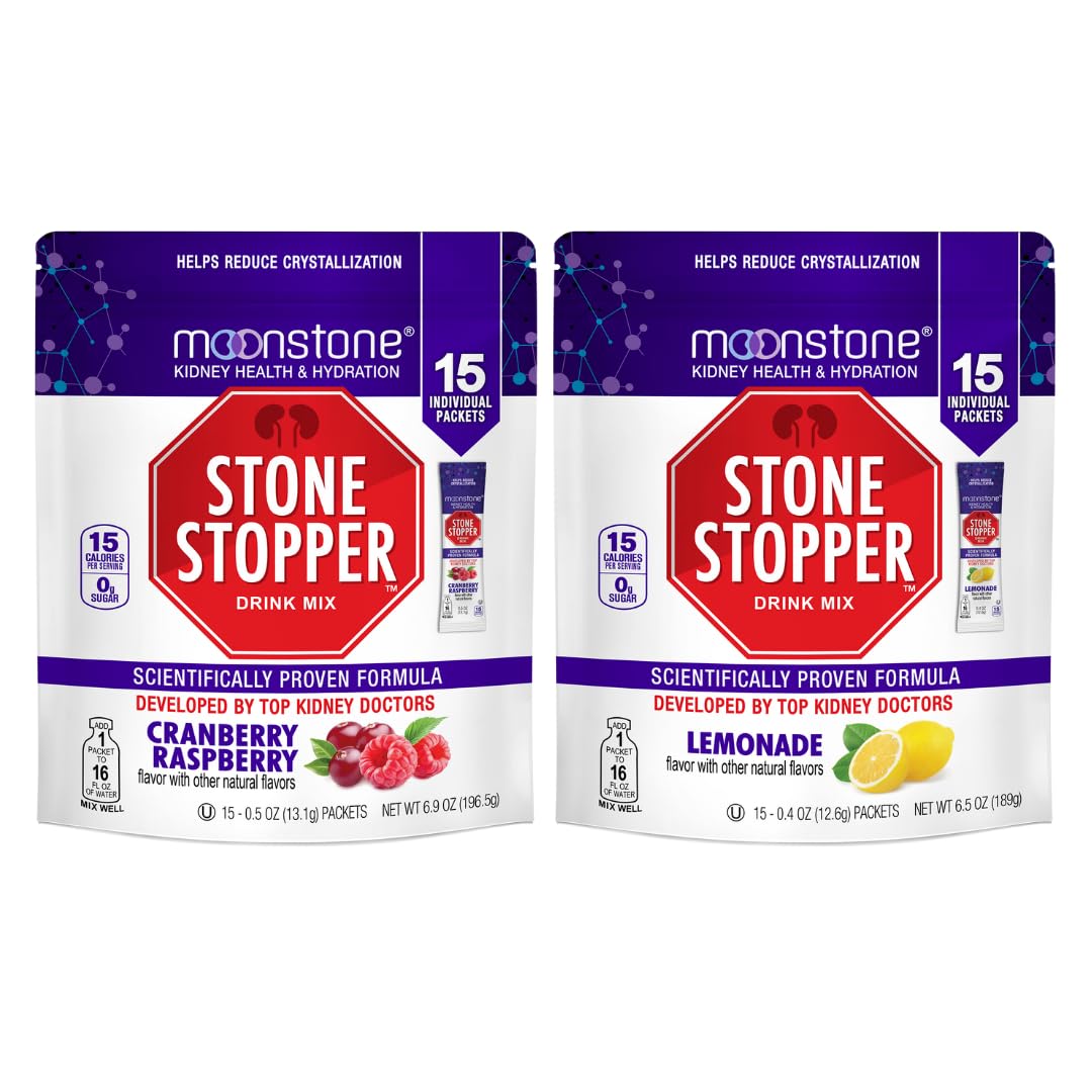 Stone Stopper Drink Mix, Cranberry Raspberry & Lemonade, Kidney Stone Prevention, Calcium Oxalate Protector, Developed by Urologists to Improve Hydration & Support Kidney Health, 15 Day Supply - 2Pack