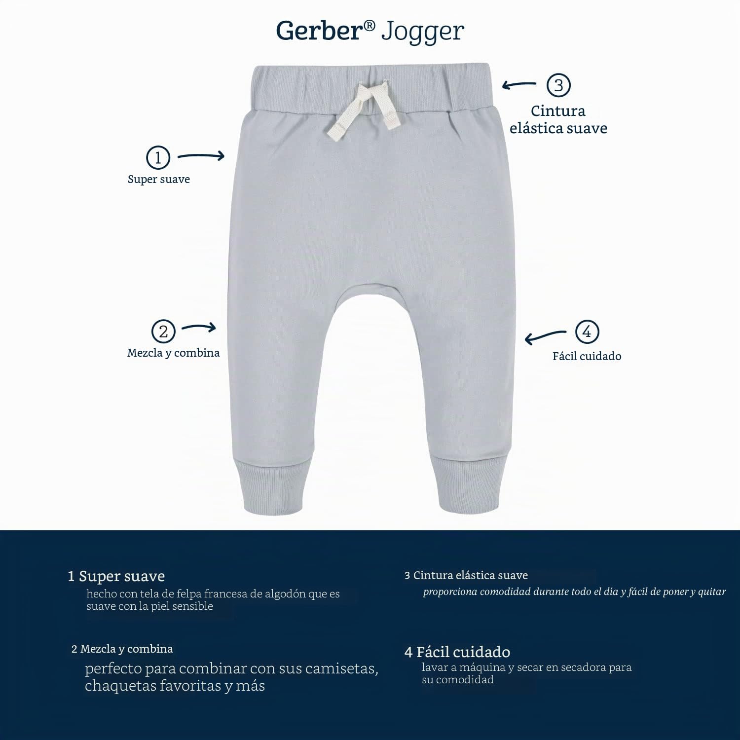 Gerber - Paquete de 3 pantalones deportivos para niños pequeños