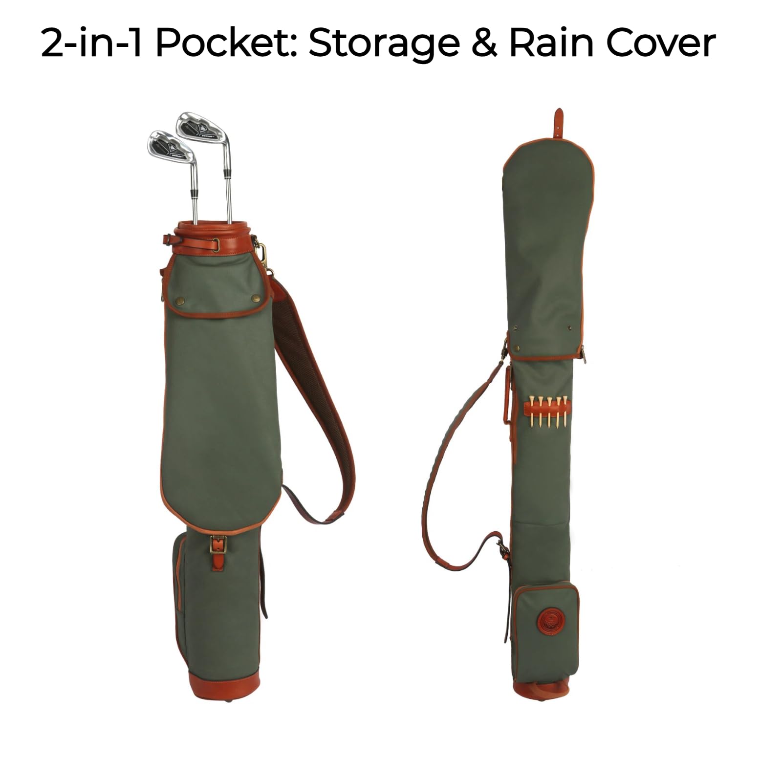 TOURBON Vintage Golf Club Carry Bags Travel Case - Canvas and