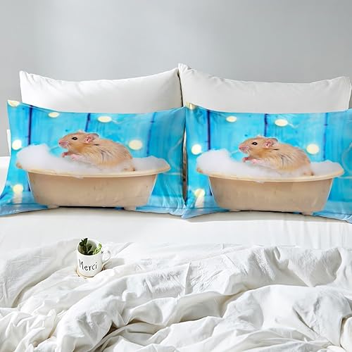 Miniatura 4 de Erosebridal Juego de ropa de cama con estampado de ratas para niños, sábanas con estampado de animales salvajes para niños y niñas, sábana bajera