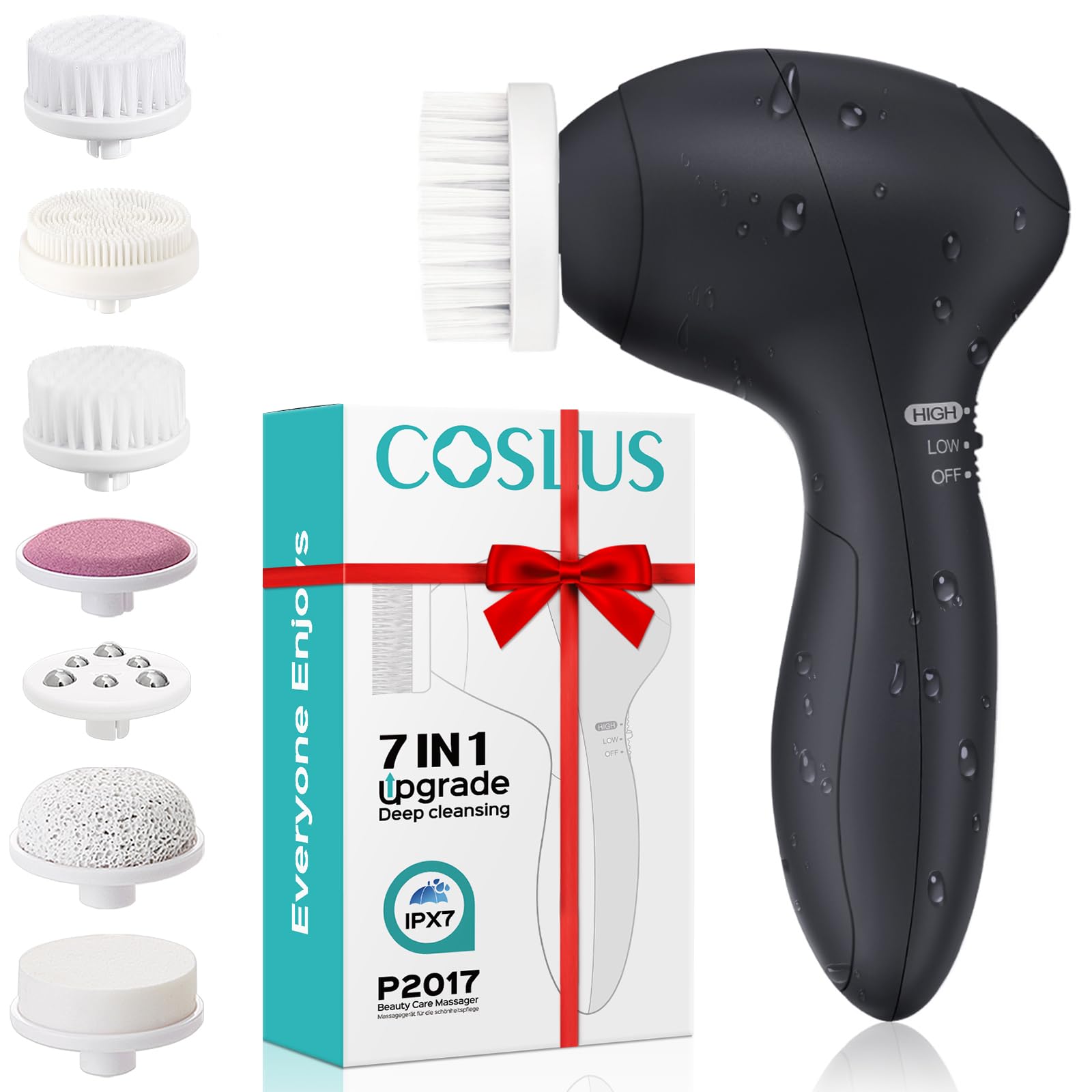 Facial Cleansing Brush Face Scrubber: Electric Exfoliating Spin Cleanser Device Waterproof Deep Cleaning Exfoliation Rotating Spa Machine - Electronic Acne Skin Washer Spinning System Set (Dark Grey)