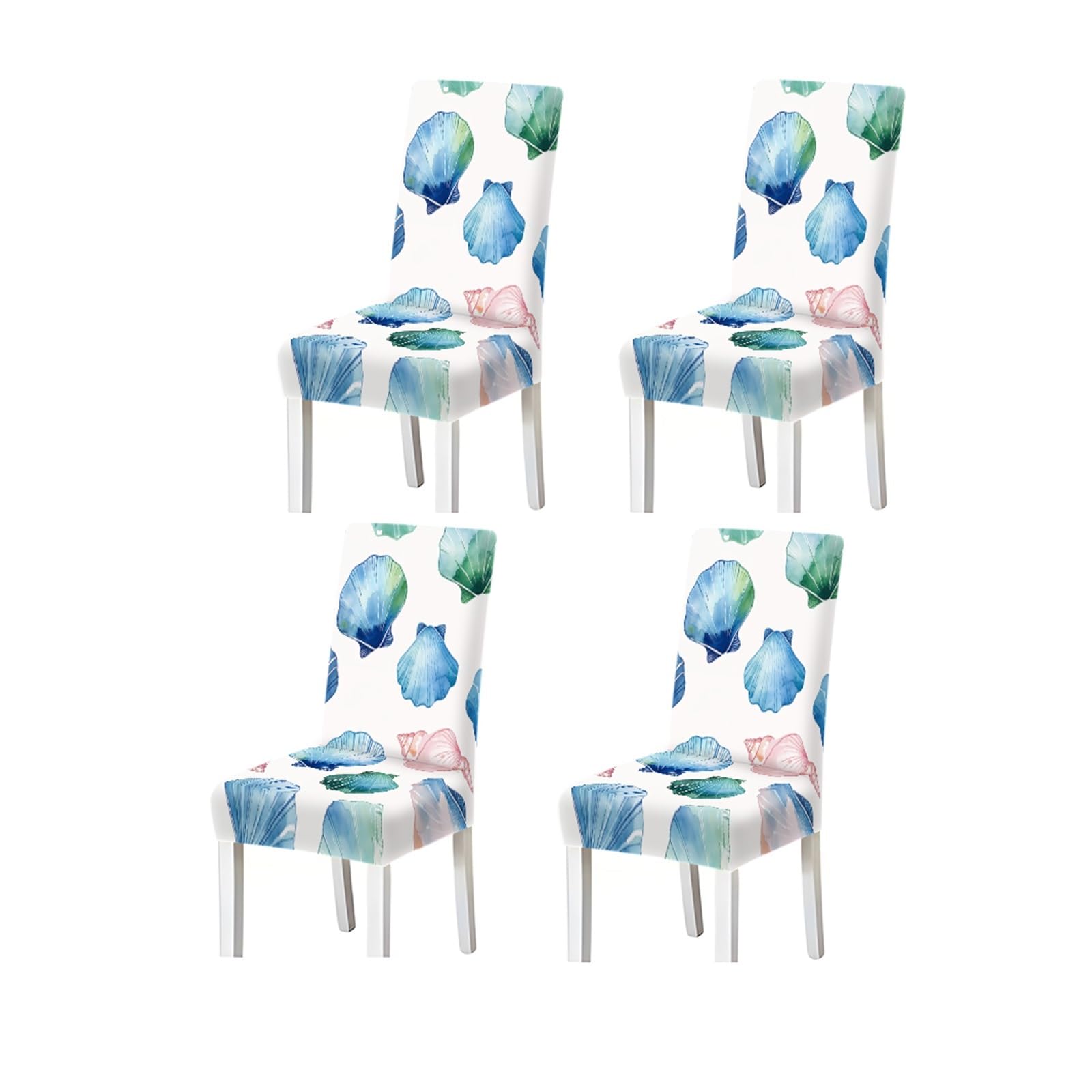 KXUAUV Watercolor Seashell Print Dining Chair Covers, Stretch Slipcovers For Kitchen Dining Room Coastal Summer, 2/4/6PCS Seat Protectors for Restaurant Hotel Party(4PCSChair cover)