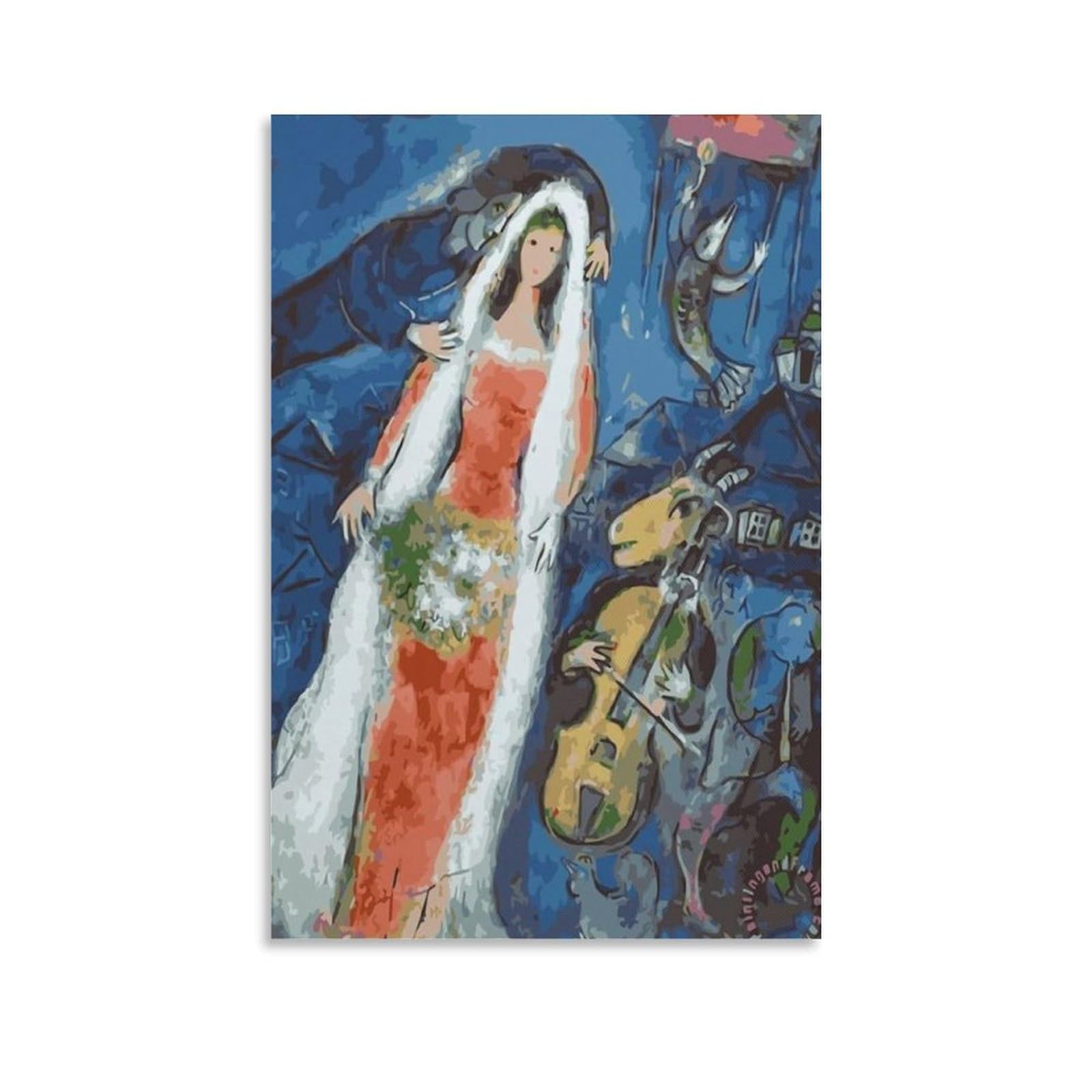 Posters La Mariee por Marc Chagall - Pôster vintage minimalista