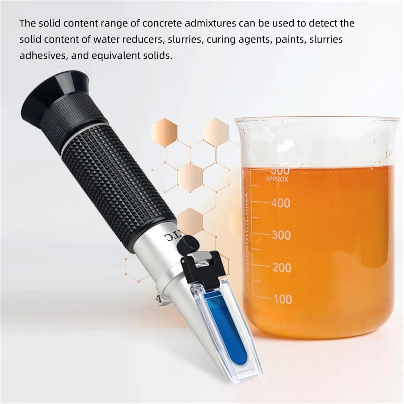Misuratore Portatile del Contenuto di Solidi for additivi for calcestruzzo, rifrattometro 0-80%, misuratore specifico ATC, Strumento for l'industria, Vernice Medica(32)