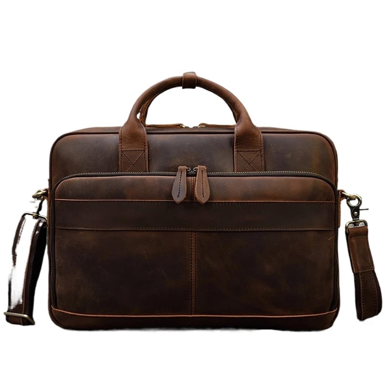 Maletines Bolso de negocios 17,3" piel auténtica for portátil, bolso hombro gran capacidad, maletín trabajo for hombre