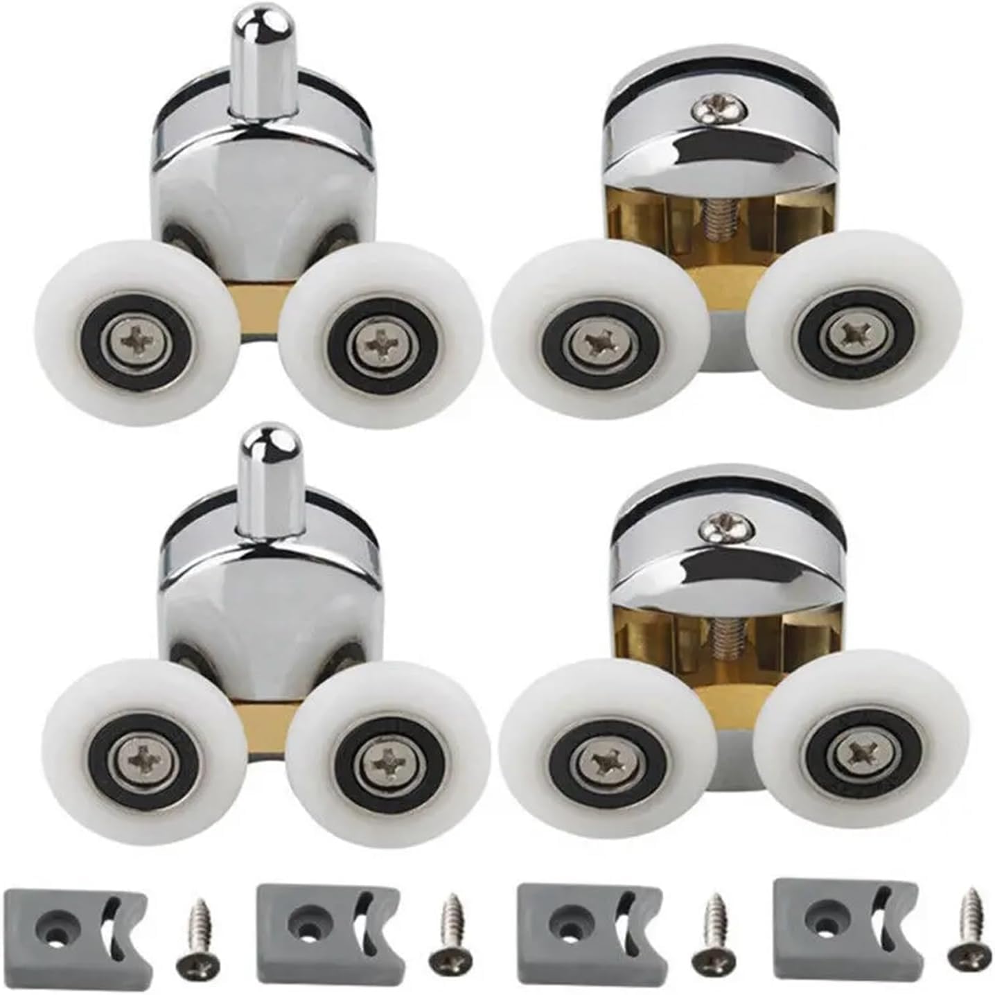 Duschkabinenrollen, Doppelte Duschwand-Türrolle/Riemenscheibe/Rad oben unten, 23 mm, Ersatzrolle for Möbelbeschläge for Schiebetüren
