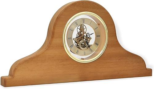 Wooden Mantel Clock - Shelf Clock - Skeleton Clock Face - Solid Iroko Wood - Fireplace Clock - Moving Gears - Table Clock - Room Decor