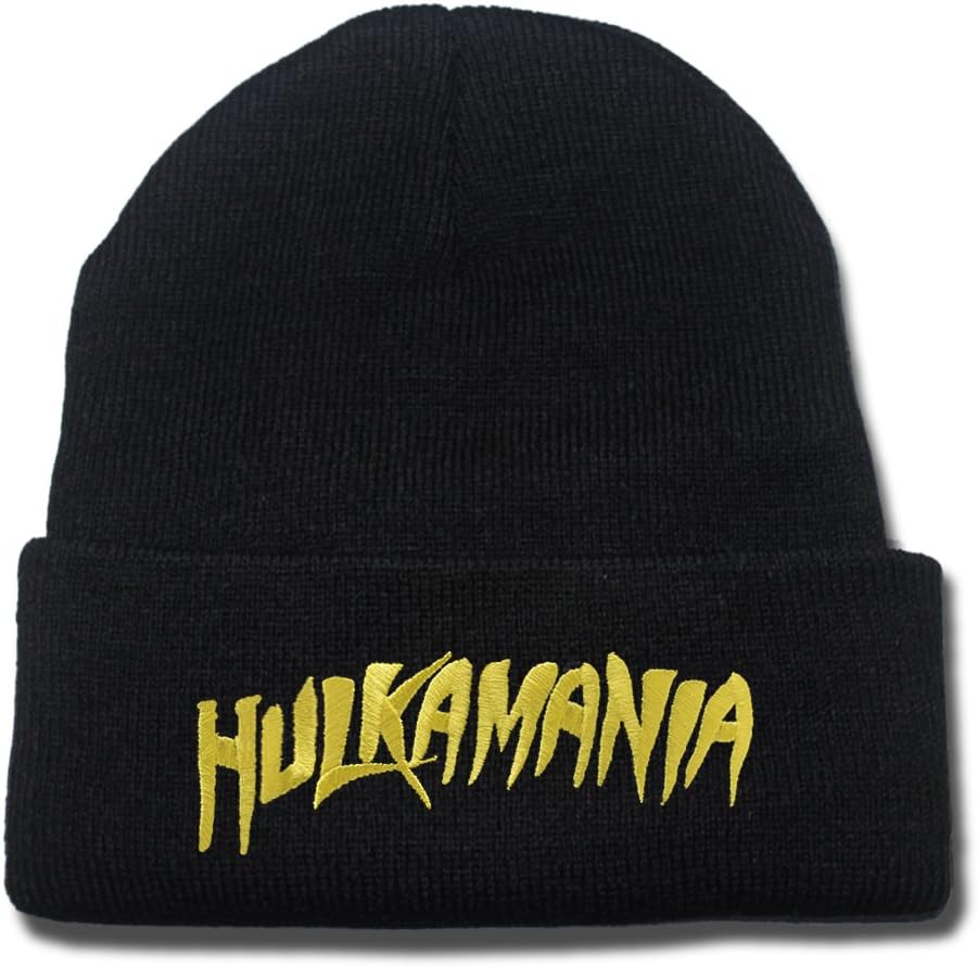 DINGZHAN Hulk Hogan Hulkamania Logo Beanie Fashion Unisex Embroidery Beanies Skullies Knitted Hats Skull Caps Black