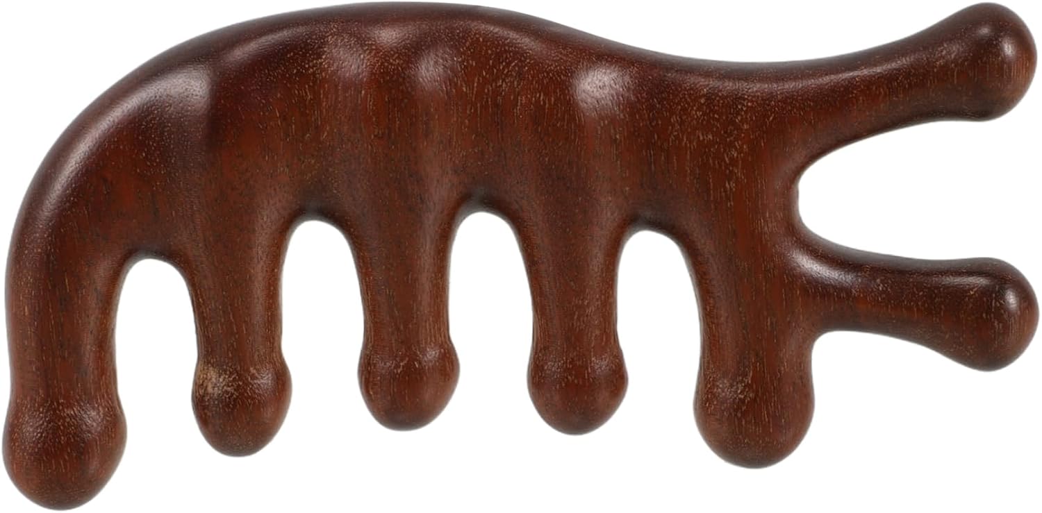 木製頭皮マッサージャー マッサージコーム 幅広歯 木製コーム 頭皮ヘッドマッサージャー グアシャコーム 女性 男性 髪 顔 ボディ用