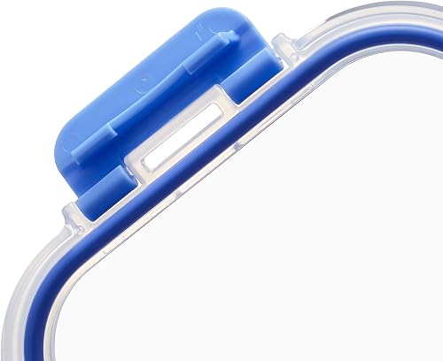 Amazon Basics verrouillables en Verre Stockage des Aliments, 14 pièces, 7 récipients et 7 couvercles sans BPA, Transparent avec Cercle en Silicone Bleue - 4