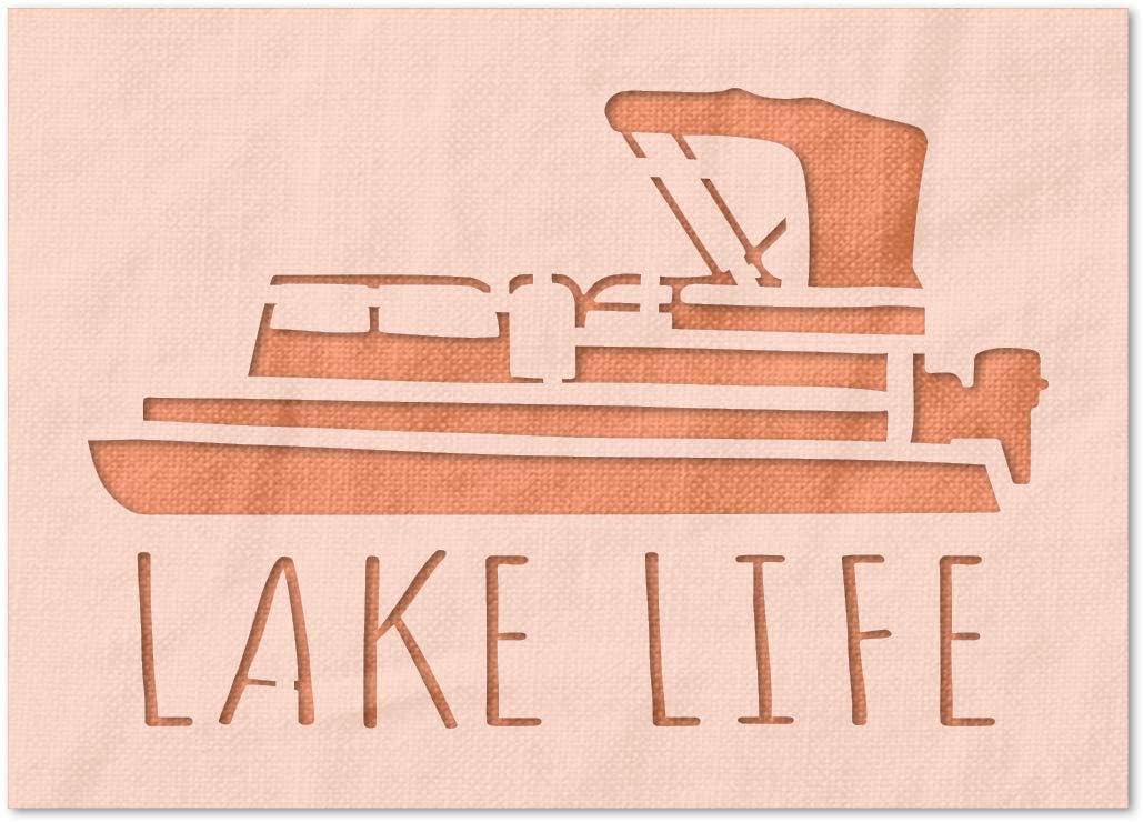 Stencil Stop Lake Life Stencil - Reusable for DIY Projects, Painting, Drawing, Crafts - 14 Mil Mylar Plastic (24 x 16 inches)