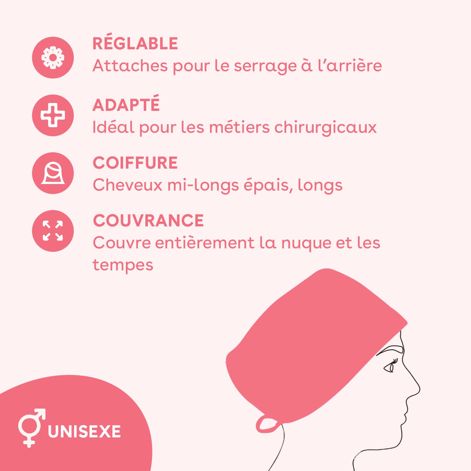 Calot Couvrant Bleu Nuit - Bonnet Médical ou Calot Cuisine Unisexe 100% Coton Oeko-Tex - Réglable Avec Attaches et Elastique