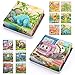 MOOKLIN ROAM Puzzle di Legno, Giocattoli Montessori Animali da Puzzle Giochi di 18 cubi, Giocattolo Educativo Prescolare con 12 Dinosauro e Auto Modelli per 3+ Anni Regalo di Natale di Compleanno