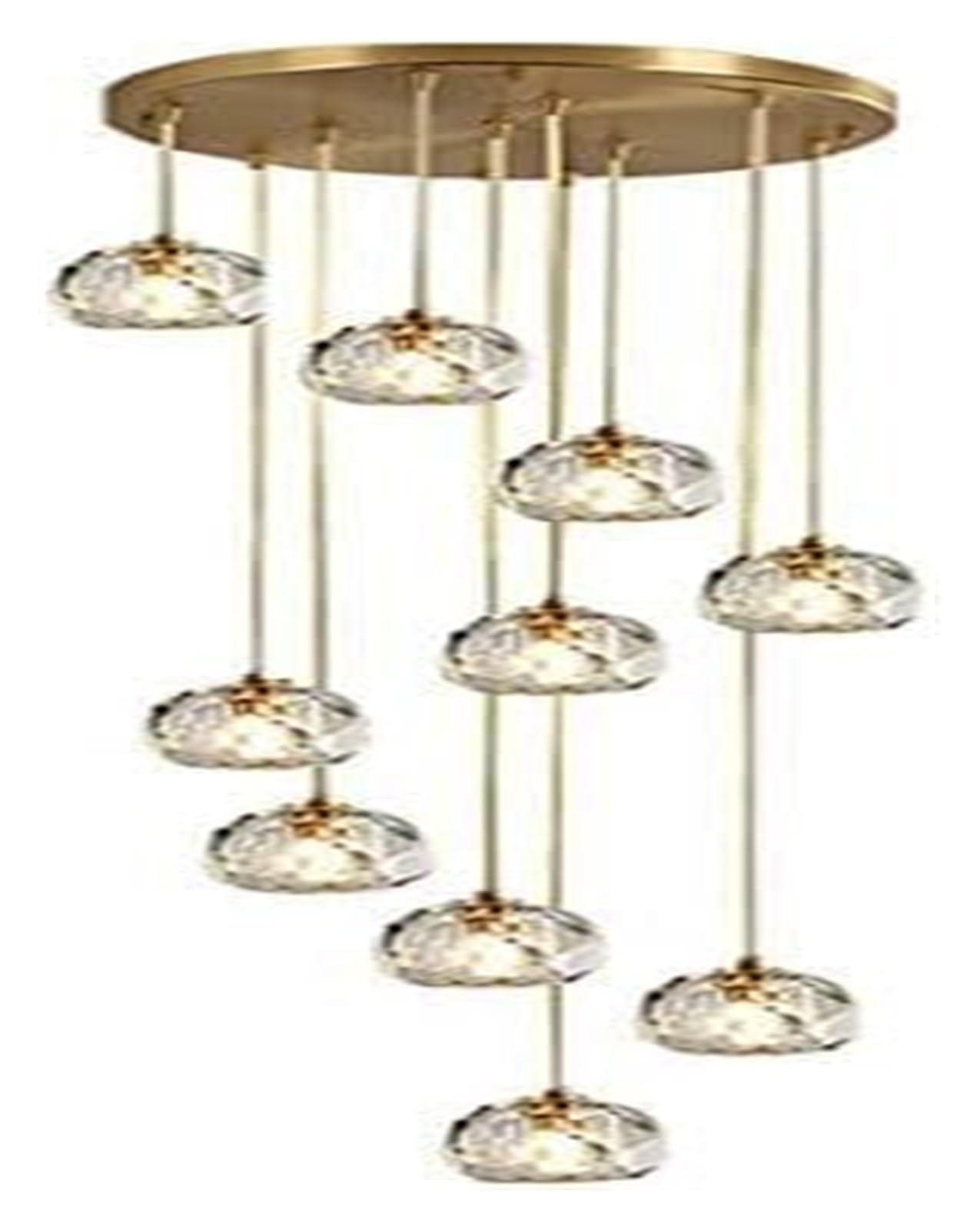 Lustre long en cristal 10 lumières pour illuminer un haut plafond sombre
