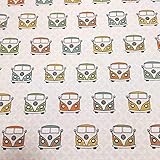 Baumwollstoff, einseitig bedruckt mit Volkswagen T1 Bullis.. Höhe der Bullis : 5 cm. Fondfarbe: Weiß Es handelt sich um ein stabiles, pflegeleichtes Baumwoll-Mischgewebe mit dem klassischen Typ 2 T1 VW Bulli. Bestens geeignet für Vorhang, Gardine, Kissenbezug, Spieldecke, Tischdecke und alles, was den T1 Nostalgie-Fans noch so einfällt. Achtung ! Da es sich bei dem Stoff um ein Volkswagen AG Lizenprodukt handelt, beachten Sie bitte den rechtlichen Hinweis.