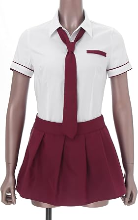 Agoky Sexy Schoolgirl Lingerie Set Japanese Anime Roleplay Outfits Uniform Sets Shirt with Plaid Skirt
