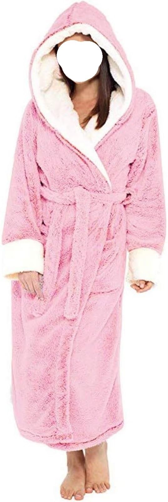 Szlafrok Plus Size Fuzzy Fleece Robe Damska Piżama Miękkie, Lekkie, Ciepłe Szlafroki Z Kapturem Odzież(C,S)