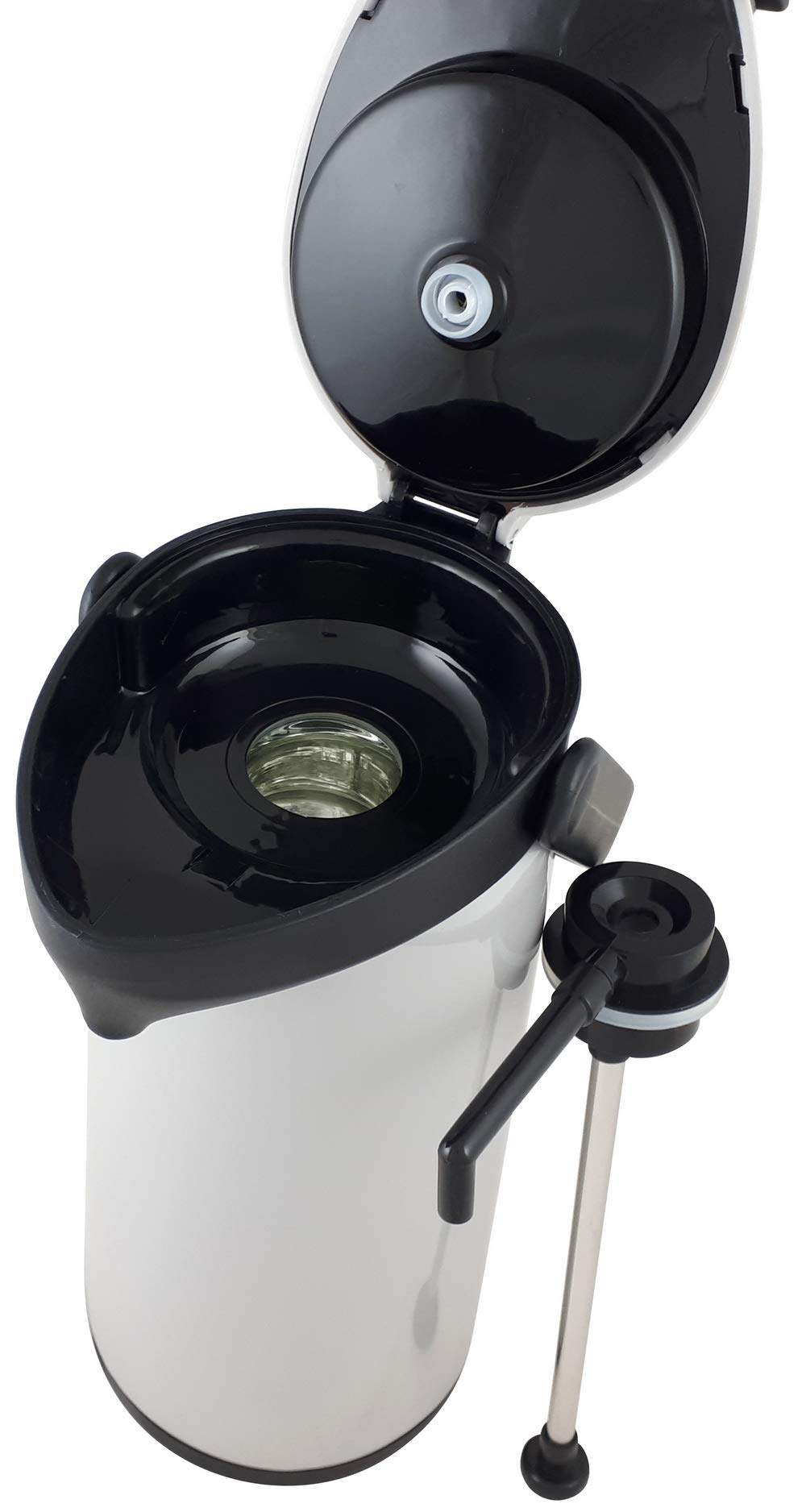 Helios Pump-Isolierkanne Airpot, 1,9 Liter, Kunststoff, grau/schwarz, Einhandbedienung