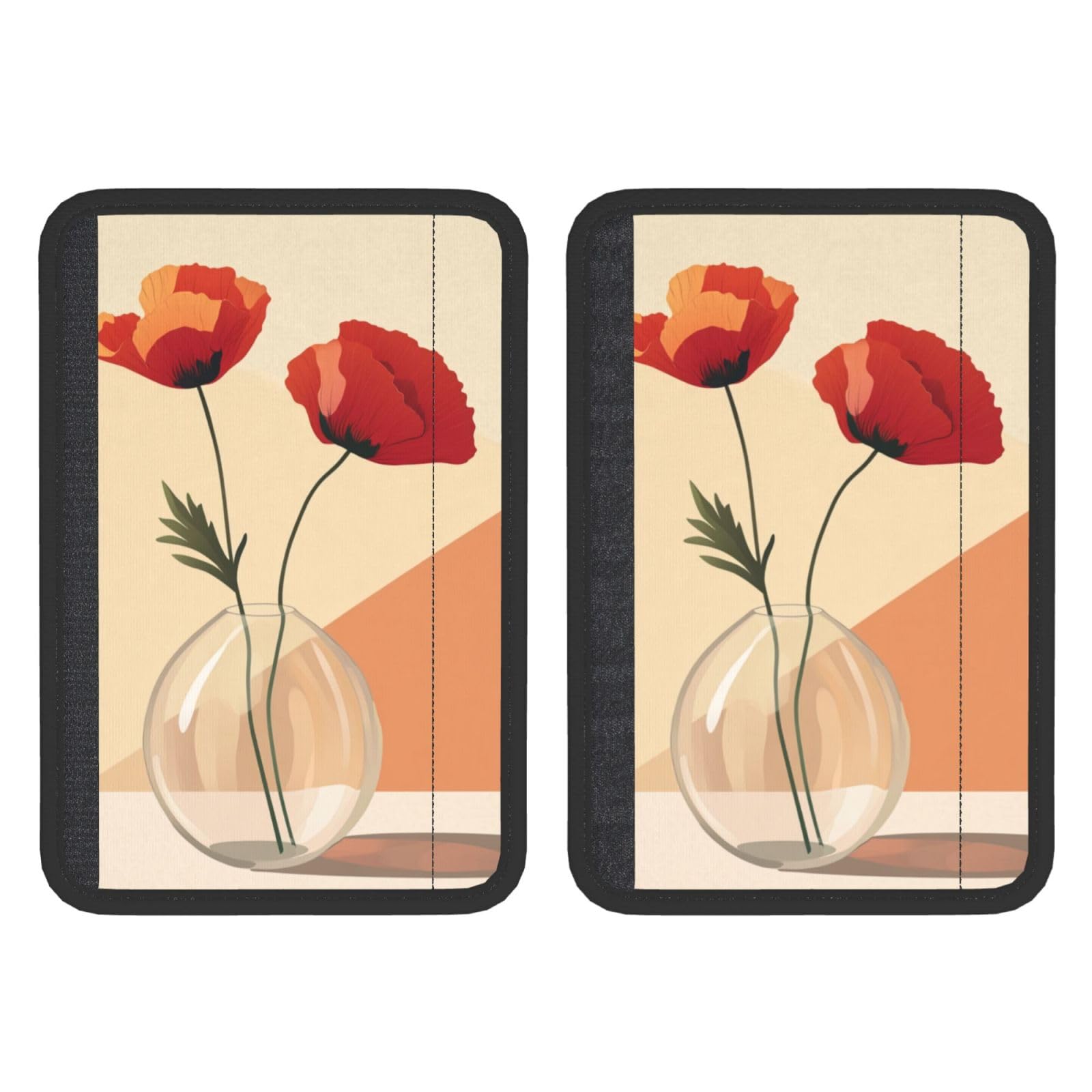 Abstract Minimalistic Red Flower in Vase Car Seat Belt Cover 2 Pack Seatbelt Strap Shoulder Pad Protector Universal Comfort for Car