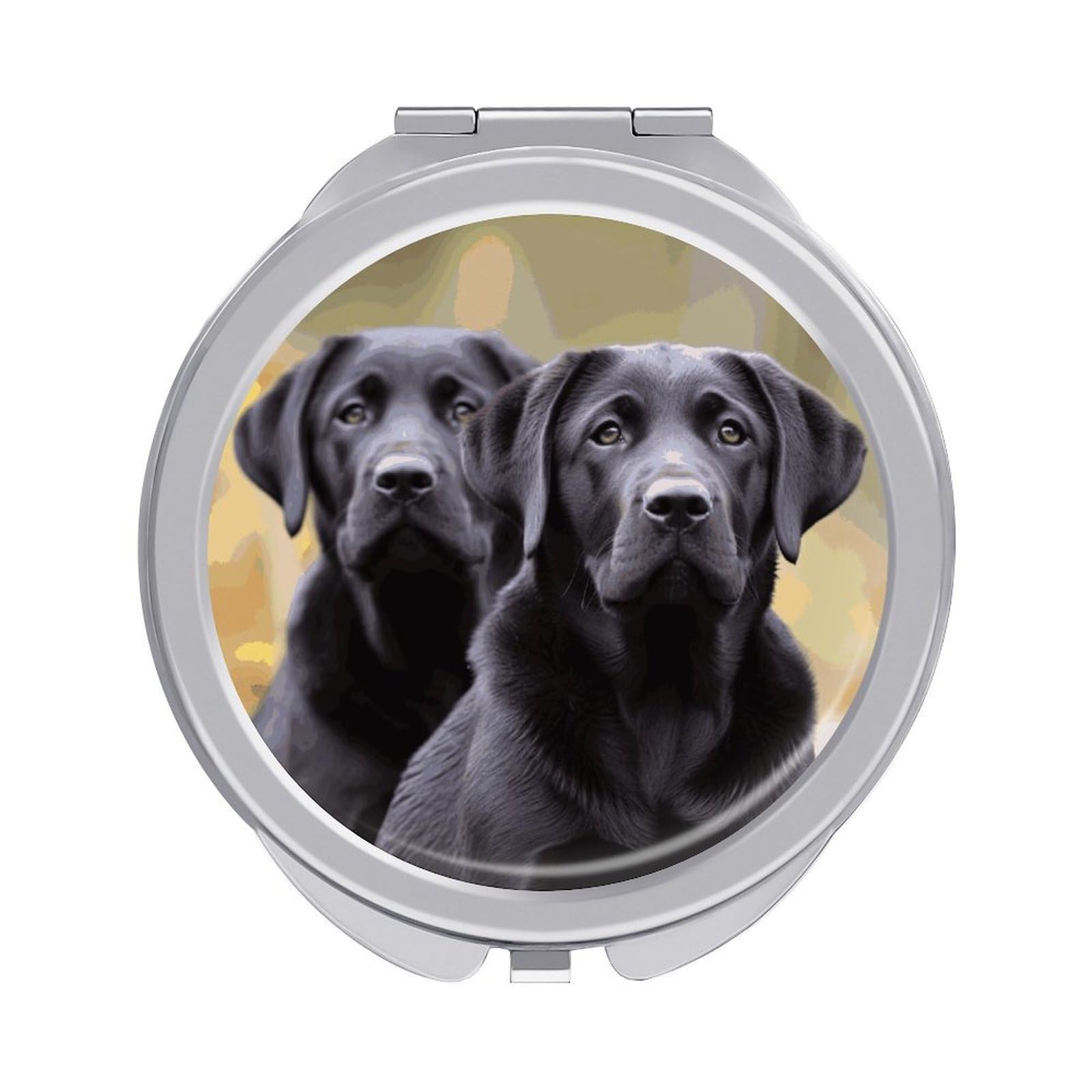 Fekiloot Style Labrador Retriever Dog Travel Makeup Mirror Handheld Compact Mirror Portable Pocket Mirror Double-Sided 1X/2X Magnifying For Handbag And Purses