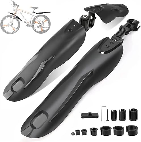 Adjustable Bike Fender Set for 22"24"26"27.5"3 Parts-Universal Full Cover Thicken Widen Bicycle Mudguard Set FrontRear Mud Guards Fit for MTB