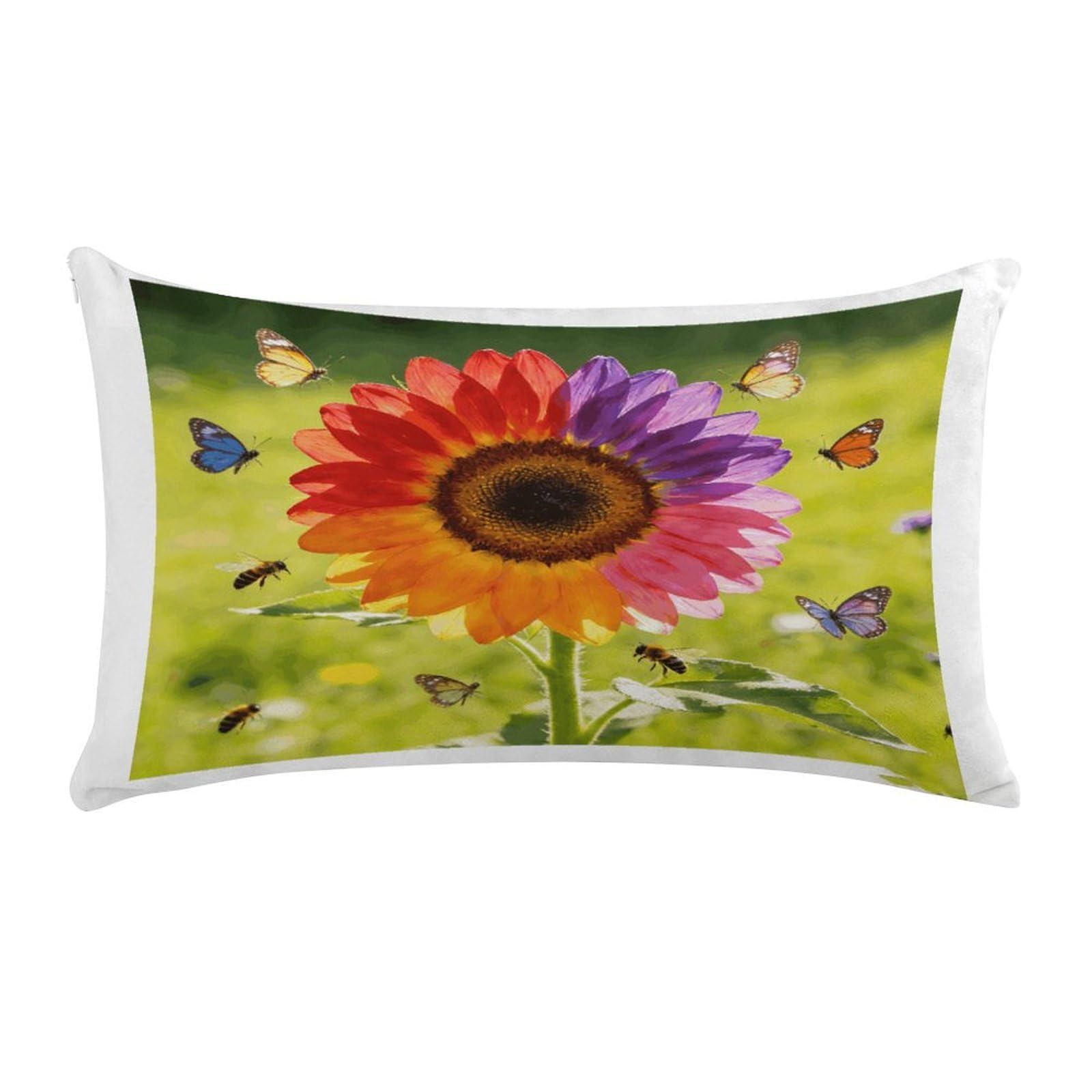Fodpand Style Colorful Sunflower Pillow Cases Set Of 1 Extra Soft Pillow Protectors With Hidden Zipper Perfect For Hotels, Guest Rooms,Bedroom 12X20 Inches Pillows Not Included
