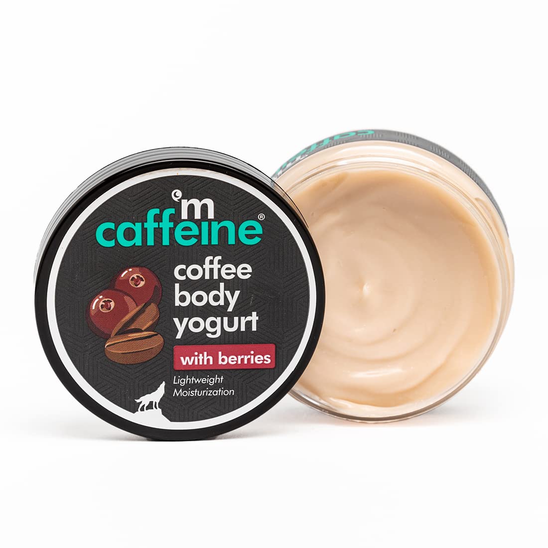 mCaffeine Coffee Body Yogurt with Berries for Instant Hydration & Moisturization | Lightweight Body Moisturizer with Fast Absorbing Gel-Cream Formula | Refreshing Fruit-Coffee Aroma - 100g