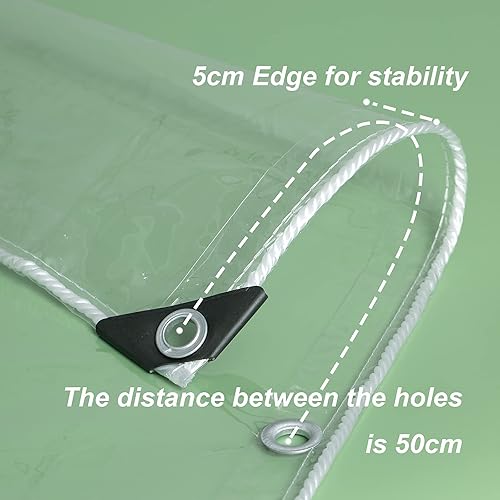 Miniatura 5 de FoundGo Clear Lonps - Lona de vinilo de PVC resistente de 20 mil, lona de vidrio de 8 x 12 pies con ojales de metal, protege contra el agua, los