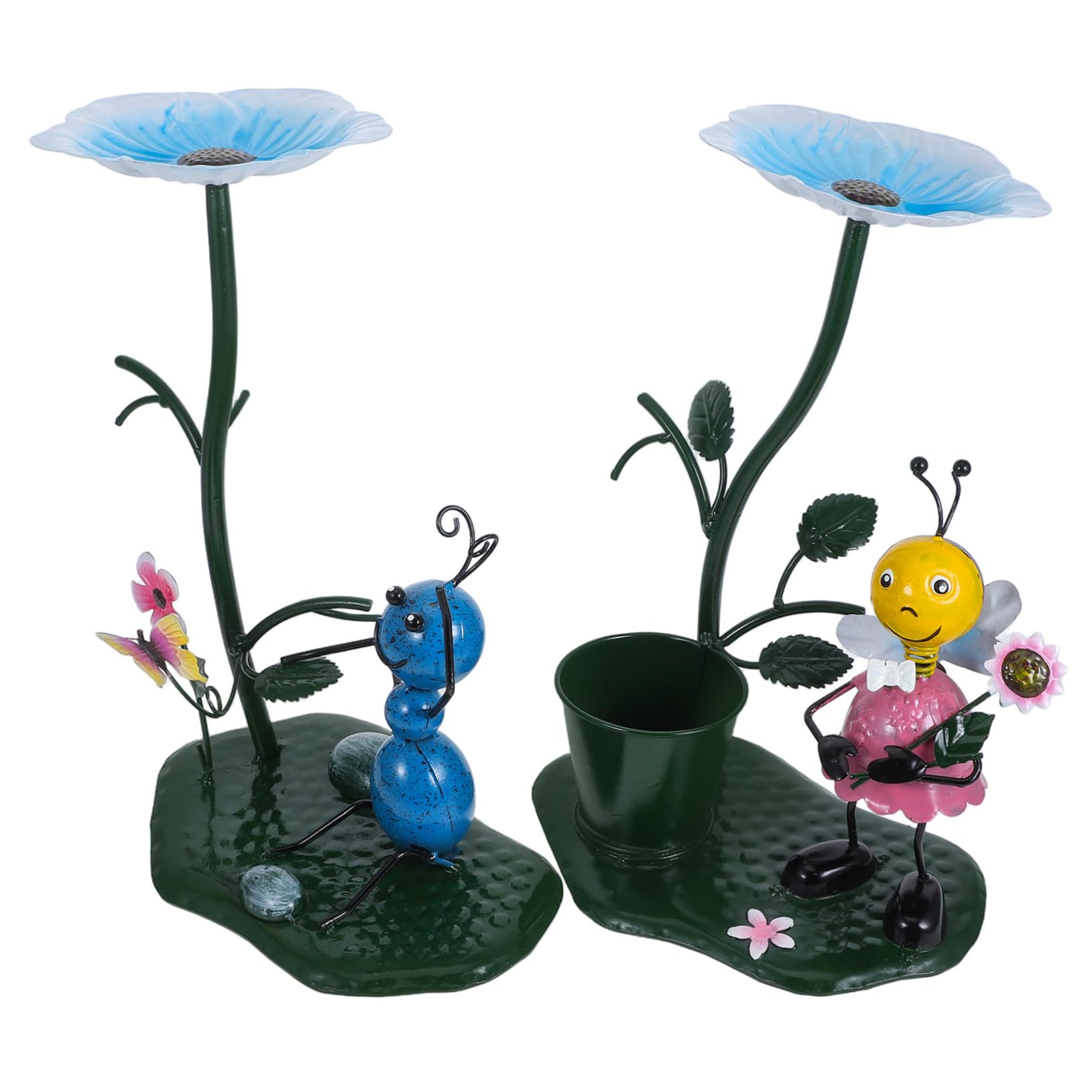 Toddmomy 2pezzi Mangiatoia Esterna per Uccelli Decorativa per Giardino e Casa Scultura Ornamentale Resistente Piatto per Cibo per Cortile Prato e Finestra